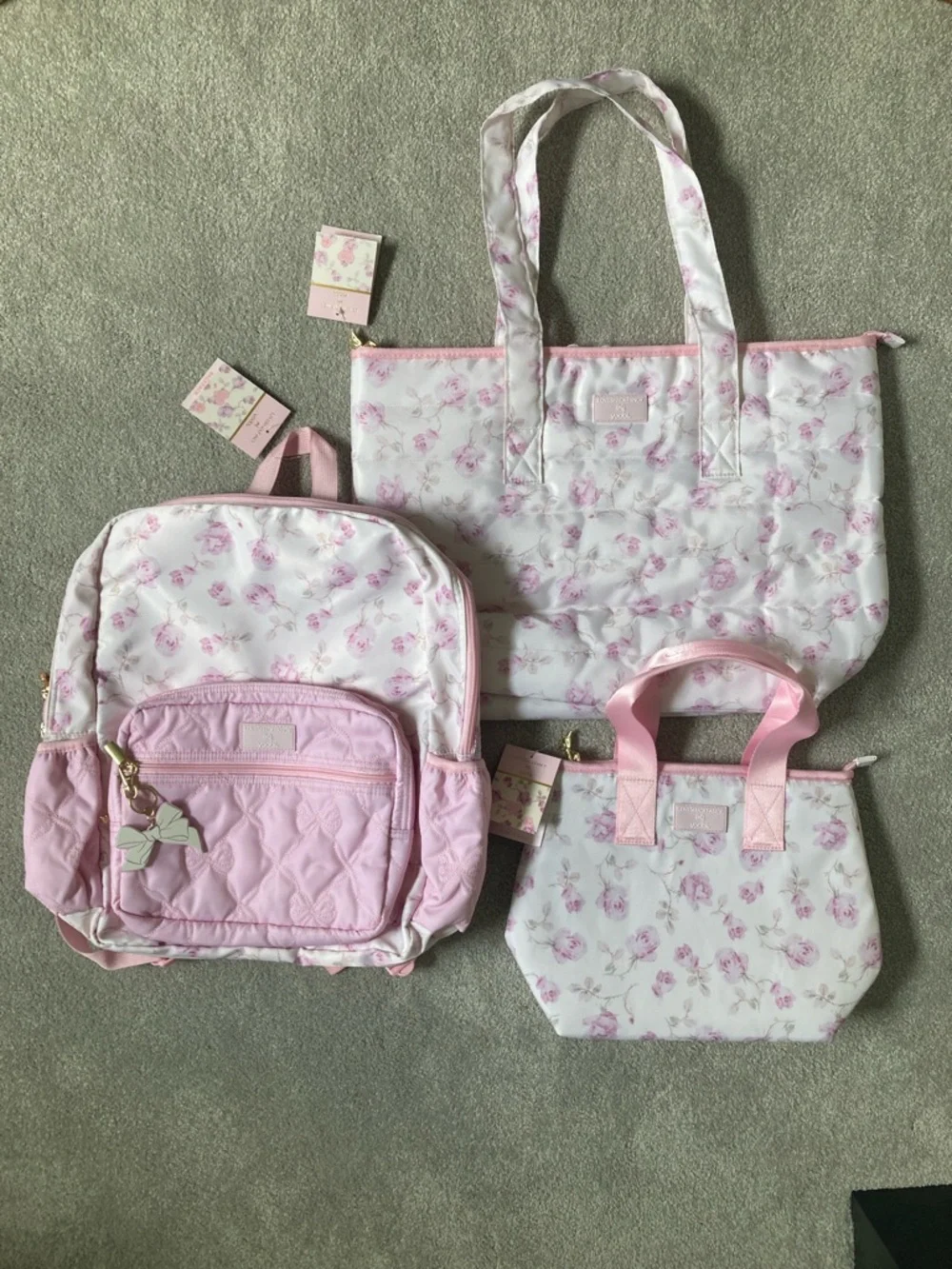 IN-HAND | LoveShackFancy x Target Yoobi Ribbon Rosa Tote, Backpack, and Lunchbox